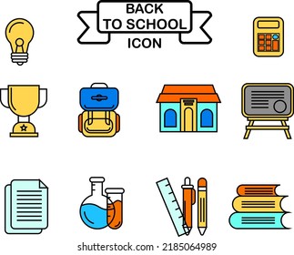 back to school thin line icons set academic and educational subjects. Outline symbol collection.