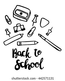 back to school things on white background