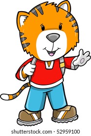 Back to School Tiger Vector Illustration