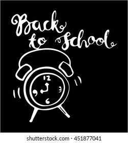 back to school time on black background. Hand Lettered Quote.