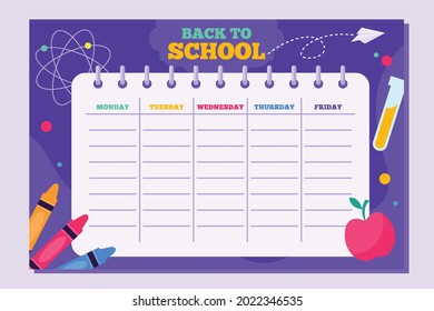 Back To School Time Table Template Vector