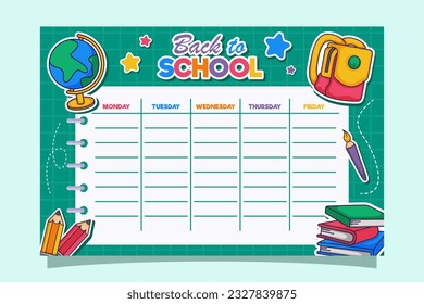 Back to School Time Table Template Vector