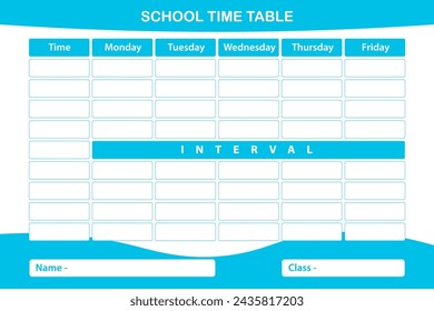Back to School Time Table Template. School plan schedule template. time table design for boys.