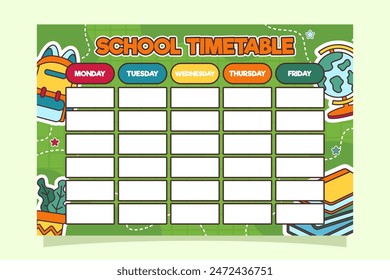 Back to School Time Table Template Vector