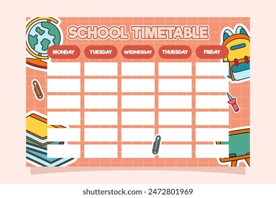 Back to School Time Table Template Vector
