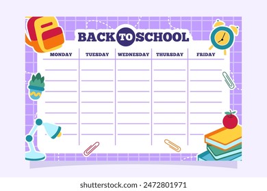 Back to School Time Table Template Vector