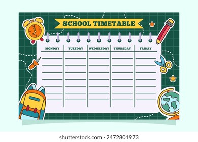 Vector de Plantilla de la tabla de tiempo de regreso a la escuela