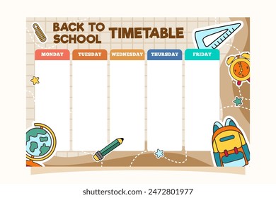 Back to School Time Table Template Vector