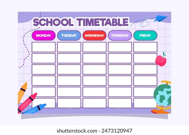 Back to School Time Table Template Vector