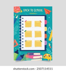 Back to school time table template vector