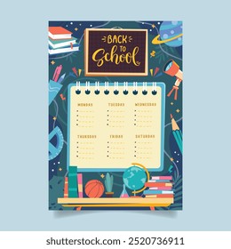 Back to school time table template vector