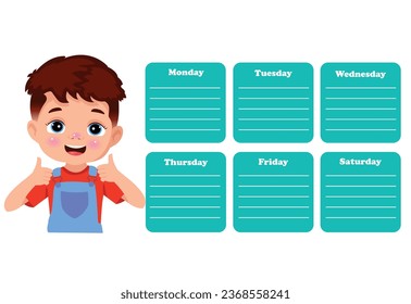 Back to school timetable. Hand drawn. Classroom timetable. Plan note education. Planner, table class. Child, academic template. Organizer paper weekly. Vector illustration.