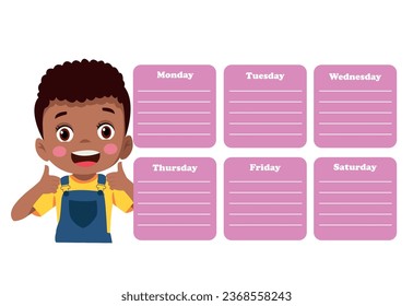 Back to school timetable. Hand drawn. Classroom timetable. Plan note education. Planner, table class. Child, academic template. Organizer paper weekly. Vector illustration.