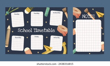 Back to school timetable template design 