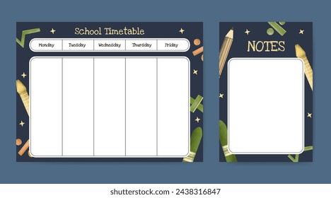 Back to school timetable template design 