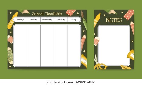 Back to school timetable template design 