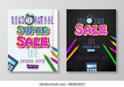 Back to school. Tipographic Banner. Bright flyer. Vector Illustration