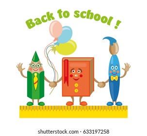 Back to School Title Poster Design in a Blackboard with School Items in a Background. Editable Vector Illustration