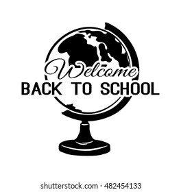 Back to School Title Texts with Globe label. Vector illustration. Isolated on white
