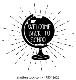 Back to School Title Texts with Globe label. Vector illustration. Isolated on white. Isolated
