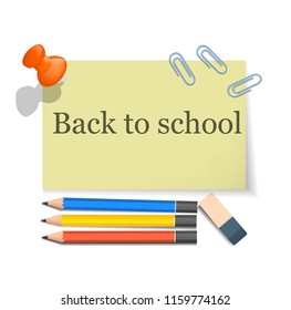 Back to school tool concept background. Realistic illustration of back to school tool vector concept background for web design