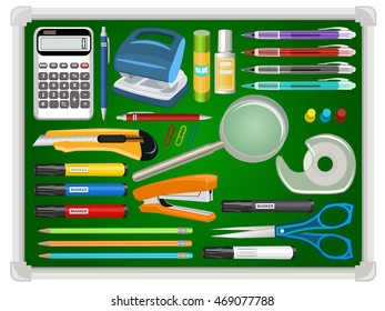 Back to school tools set. Back to school set isolated on white vector illustration. 
