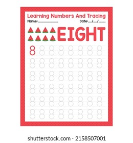 
Back To School Tracing The Number EIGHT Beginning Tracing Math Worksheet For Preschool Kid Activity Sheet Pre K