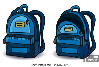 Back to school. Training. to the future. Backpack. Hand drawing. For your design.