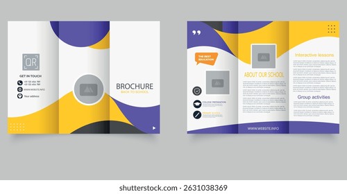Back to School Trifold Brochure Template. Modern Education Flyer Design for Institutions. Perfect for promoting schools, educational services, and student programs.
