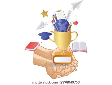 Volver al concepto de trofeo escolar con herramientas de estudiantes de rendimiento