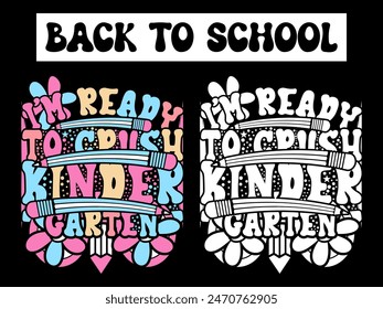 Back To School T-Shirt Design- Back To School- 100 days of school t shirt- First Day of school T-shirt Design- Hundred days of school- Happy First Day of School Kindergarten T-Shirt Design