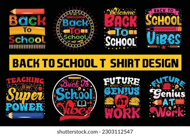 Zurück zum T-Shirt-Designpaket der Schule, 100 Schultage, erster Tag, 100-tägiges Typografie-T-Shirt, Kindert-Shirt