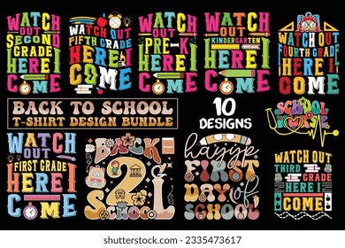 Back to school t-shirt design bundle, first day, 100 Days of school bundle, Graduation shirts bundle, Custom school shirts, kids t shirt.