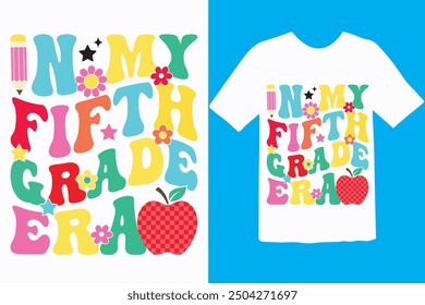 Back to school t-shirt Design, hello first grade, Unique And Colorful back, Happy 100th day of school. Congratulatory lettering for the celebration of the hundredth day of the student.