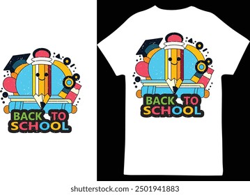 Back to School T-shirt design with white t-shirt