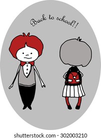 back to school two vector funny kids  