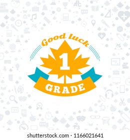 Back to school. Typographic badge design. Vector background with flat style school icons. Sale banner