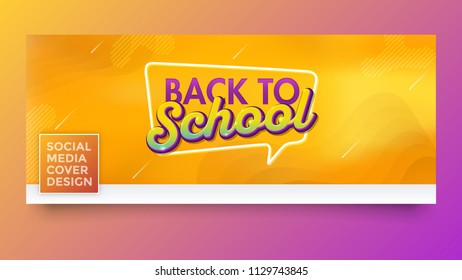 Back to school typographic design on yellow background with speech bubble - social media cover design template