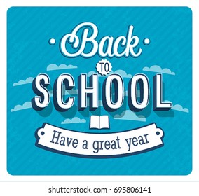 Back to school typographic design. Vector illustration.