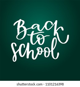 Back to school typographic hand written lettering inscription quote, calligraphy vector illustration. Text sign slogan design for poster, greeting card, print, cool badge, labels