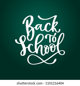 Back to school typographic hand written lettering inscription quote, calligraphy vector illustration. Text sign slogan design for poster, greeting card, print, cool badge, labels