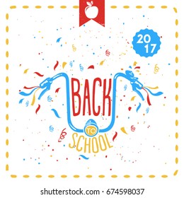 Back to school typographic labels. -Vector Illustration.