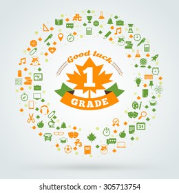 Back to School Typographic Vintage Design. Vector Background with Badge