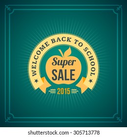 Back to School Typographic Vintage Design. Vector Background with Badge