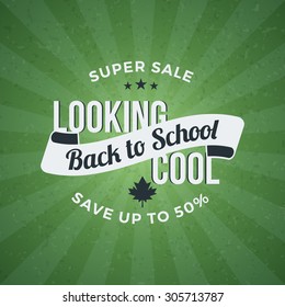 Back to School Typographic Vintage Design. Vector Background with Badge