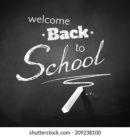 Back to School typographical Background. Chalkboard drawing. Vector EPS 10.