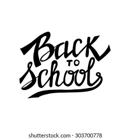 Back to school typographical background on white background. Hand lettering. Vector illustration.