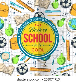 Back to school typographical background. Vector illustration.