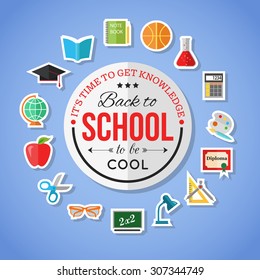 Back to school typographical background. Vector illustration