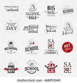 Back to School Typographical Badges and Design Elements in Vintage Style
